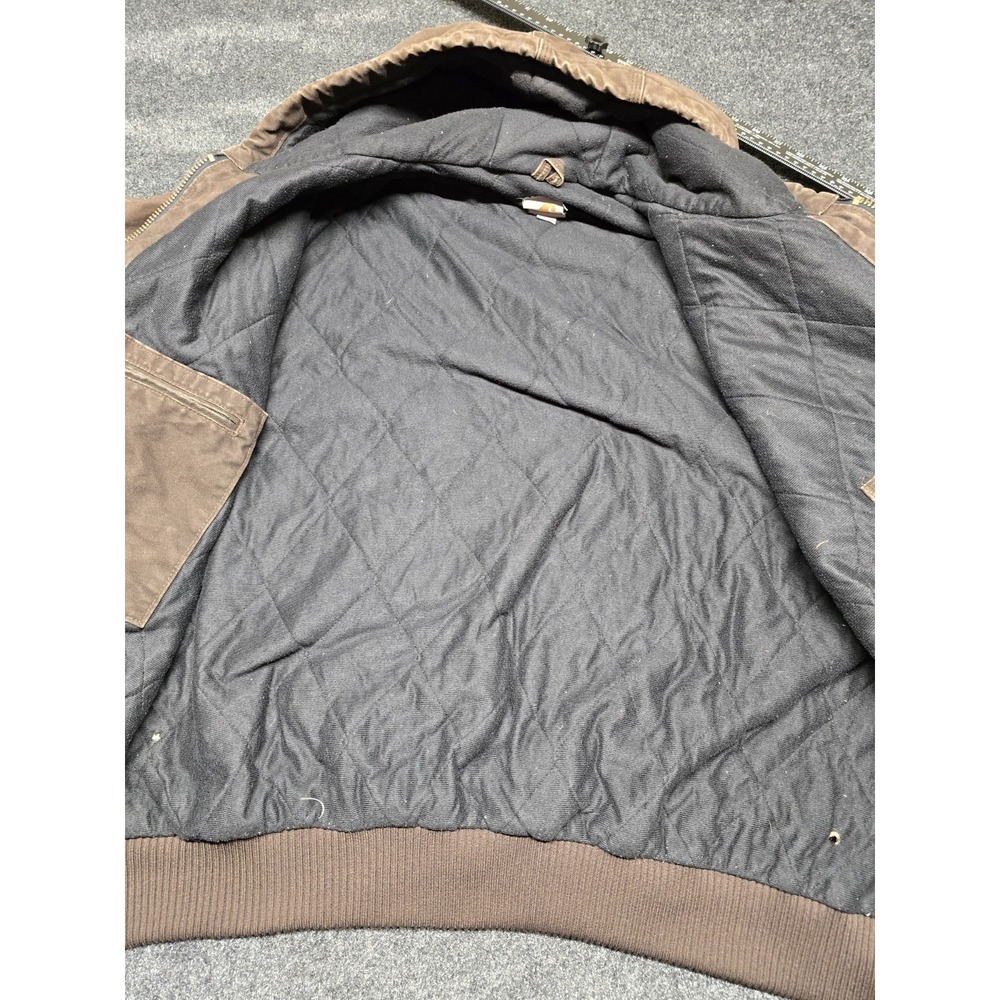 Carhartt Jacket Mens 3XL Vintage Brown J130 Quilted Lined Hooded Distressed‎ - Picture 13 of 16